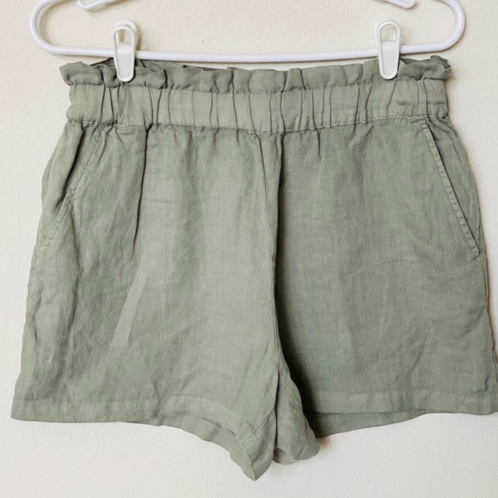 C&C California 100% Linen High Waist Sage Shorts